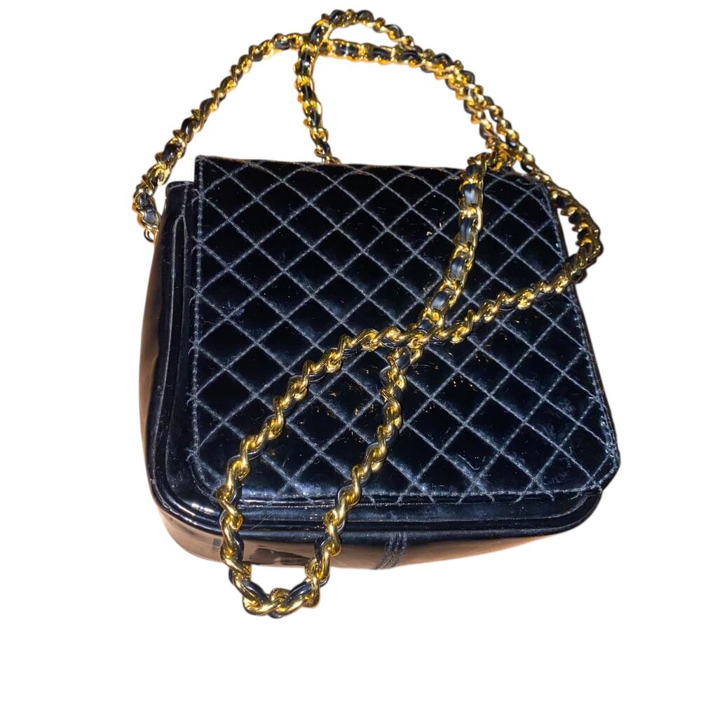 Lord & Taylor Black Quilted Crossbody Bag with Braided Strap